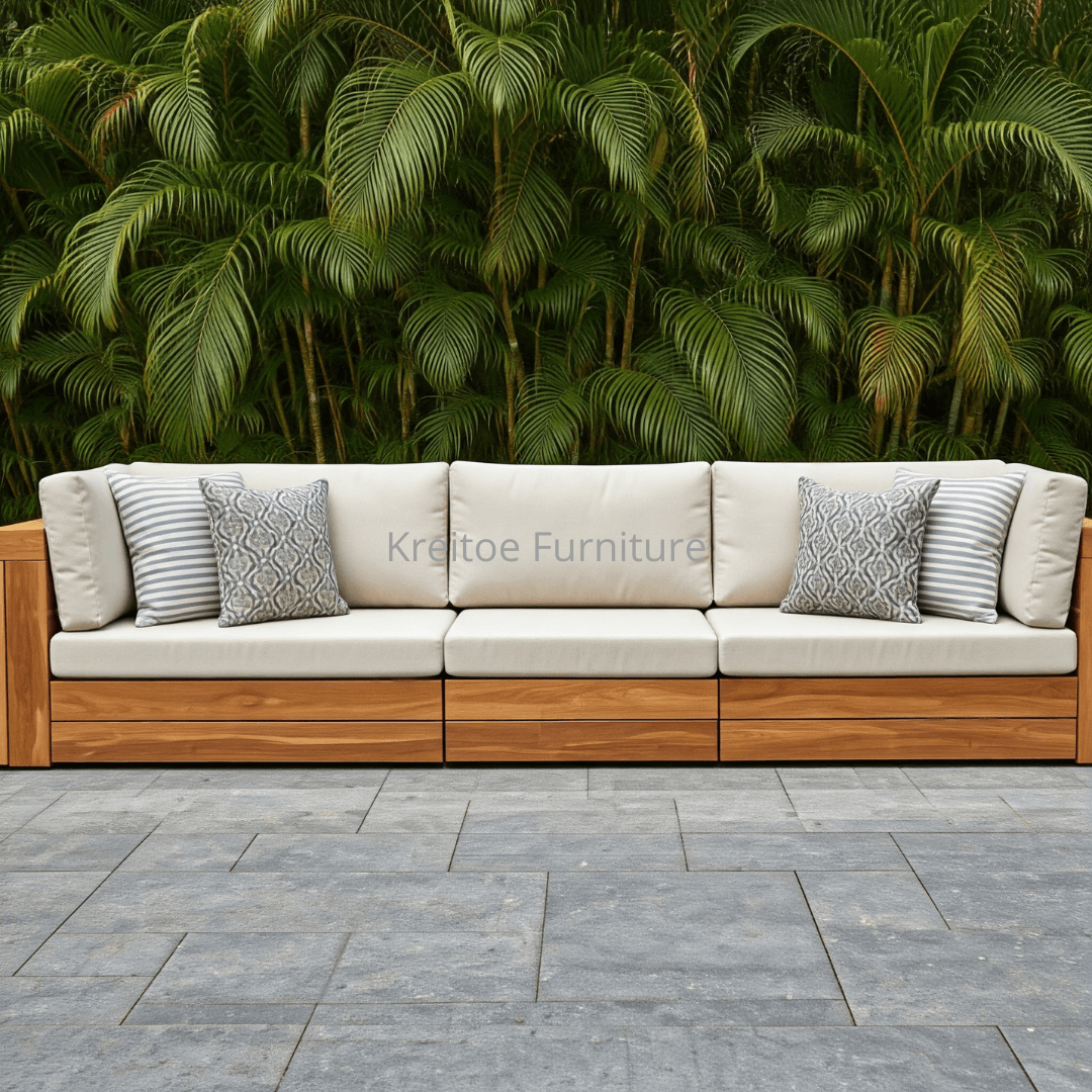 Teak Outdoor Sectional Sofa Set with Modular Design for Maximum Flexibility - Kreitoe Teak furniture manufacturer