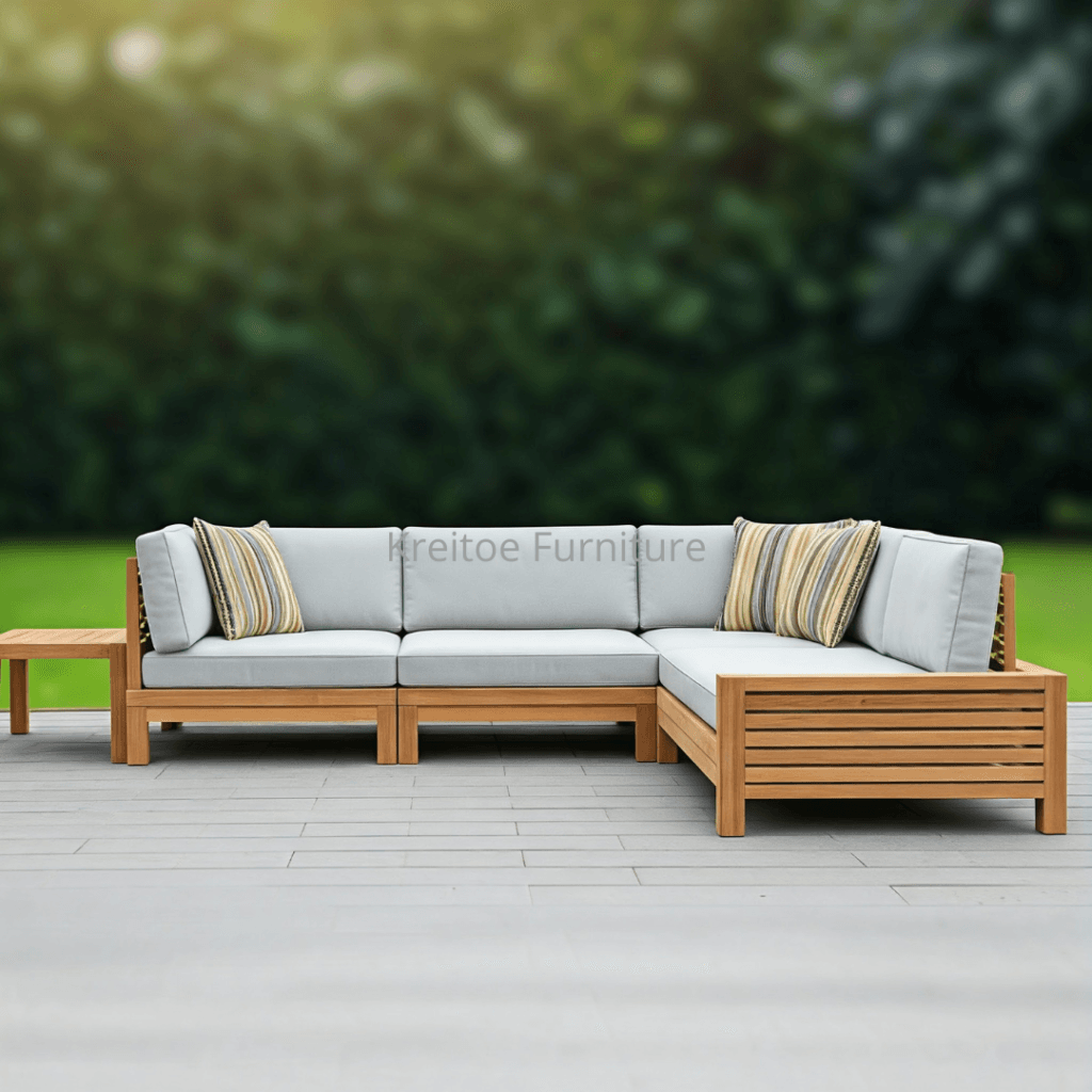 Teak Outdoor Sectional Sofa Set with Modular Design for Maximum Flexibility - Kreitoe Teak Furniture Manufacturer