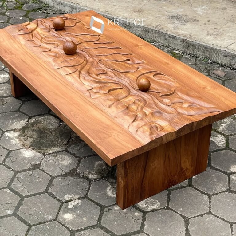 Hand Carved Solid Teak Wade Table