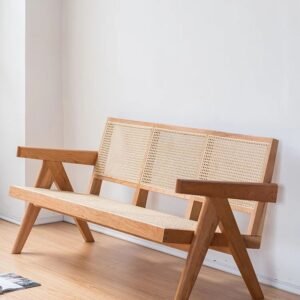 Wood and Rattan Bench