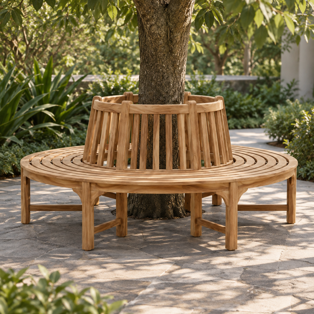 Round Teak Tree Bench
