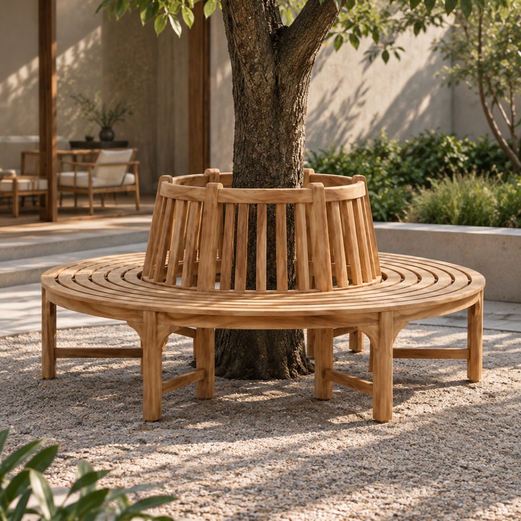 Round Teak Tree Bench
